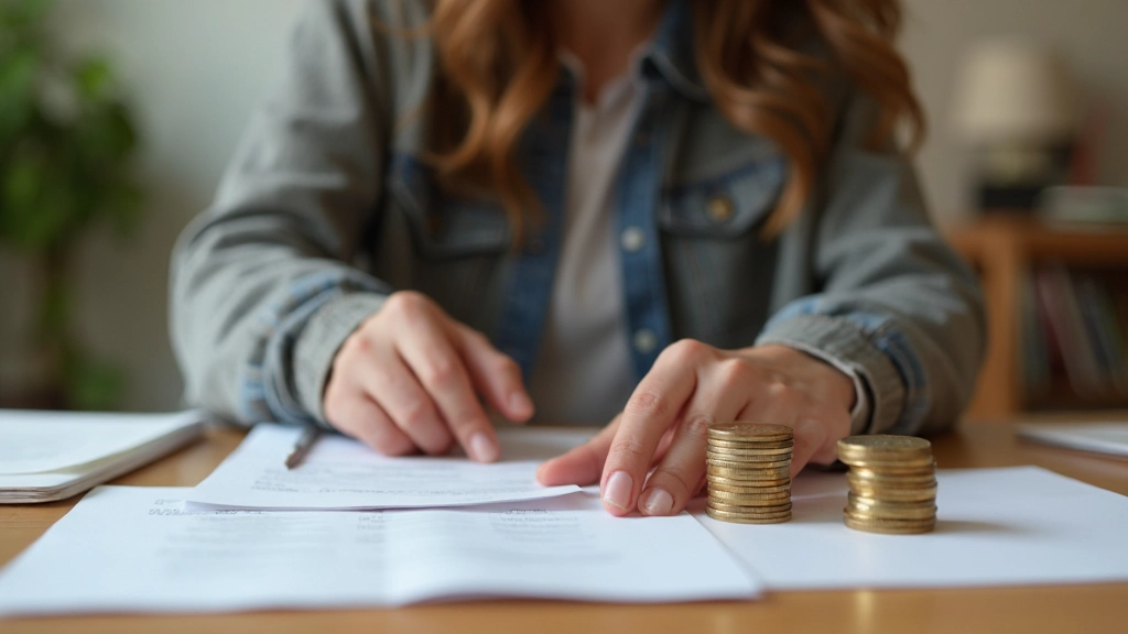 Kasička a finančné poznámky na stole