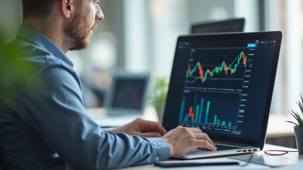 Počítač s grafikou investícií a finančnými údajmi