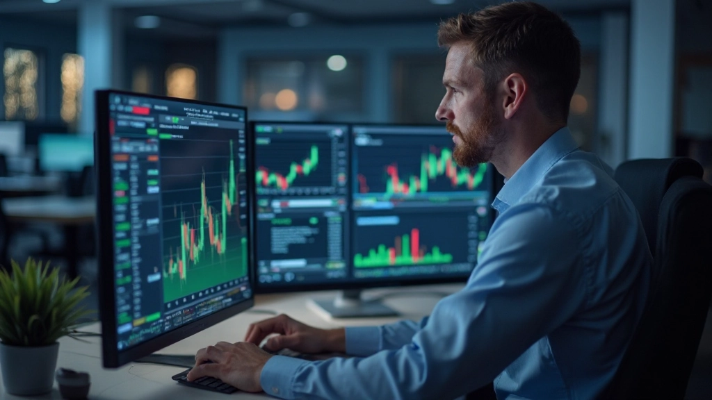 Osobný počítač zobrazujúci investičný graf a analýzu